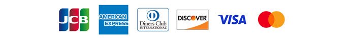 JCB, American Express, Diners Club, Discover, Visa, Mastercard